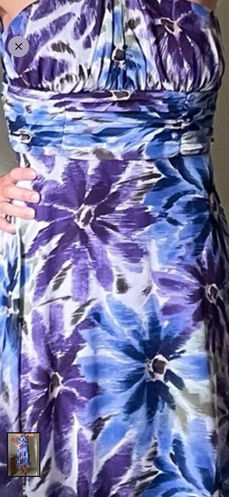 Connected Apparel Gorgeous Purple & Blue Flower Flowing Chiffon Dress Size 6