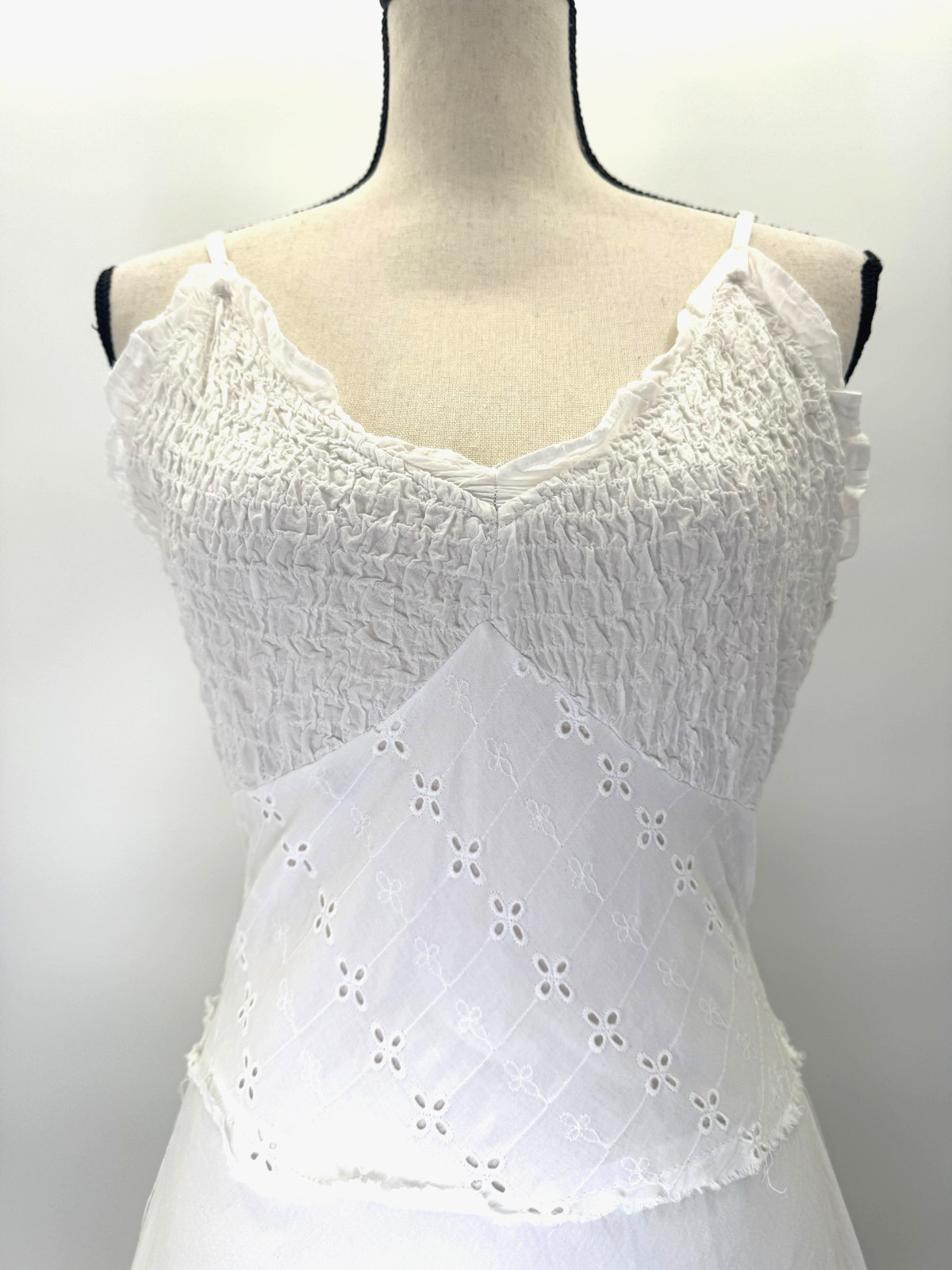 VTG Y2K Connected Apparel Cottagecore Midi Dress Medium Babydoll Tier Layer Mesh