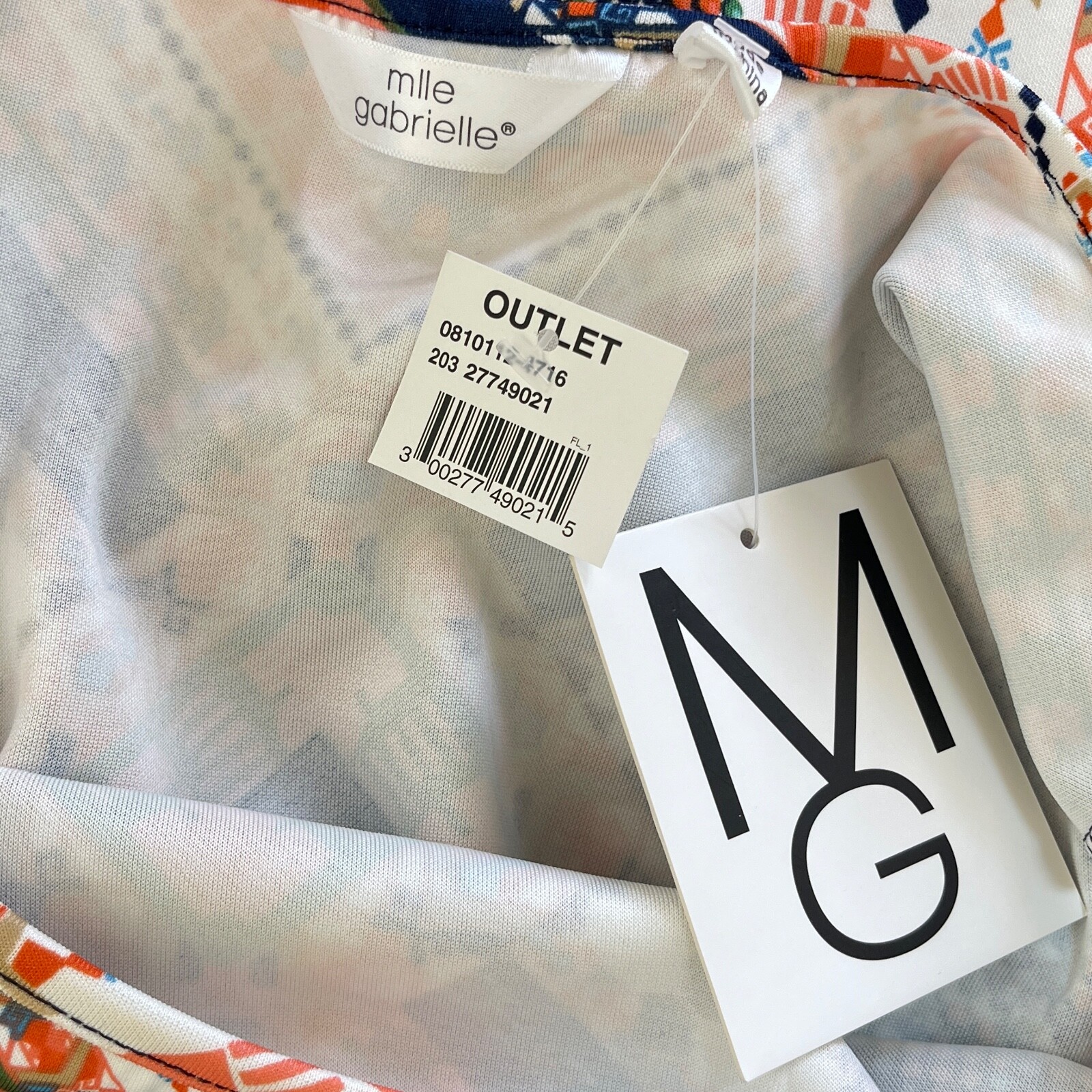 Mlle Gabrielle Sz XL Womans Orange Blue White Green Beige Sleeveless Shift Dress