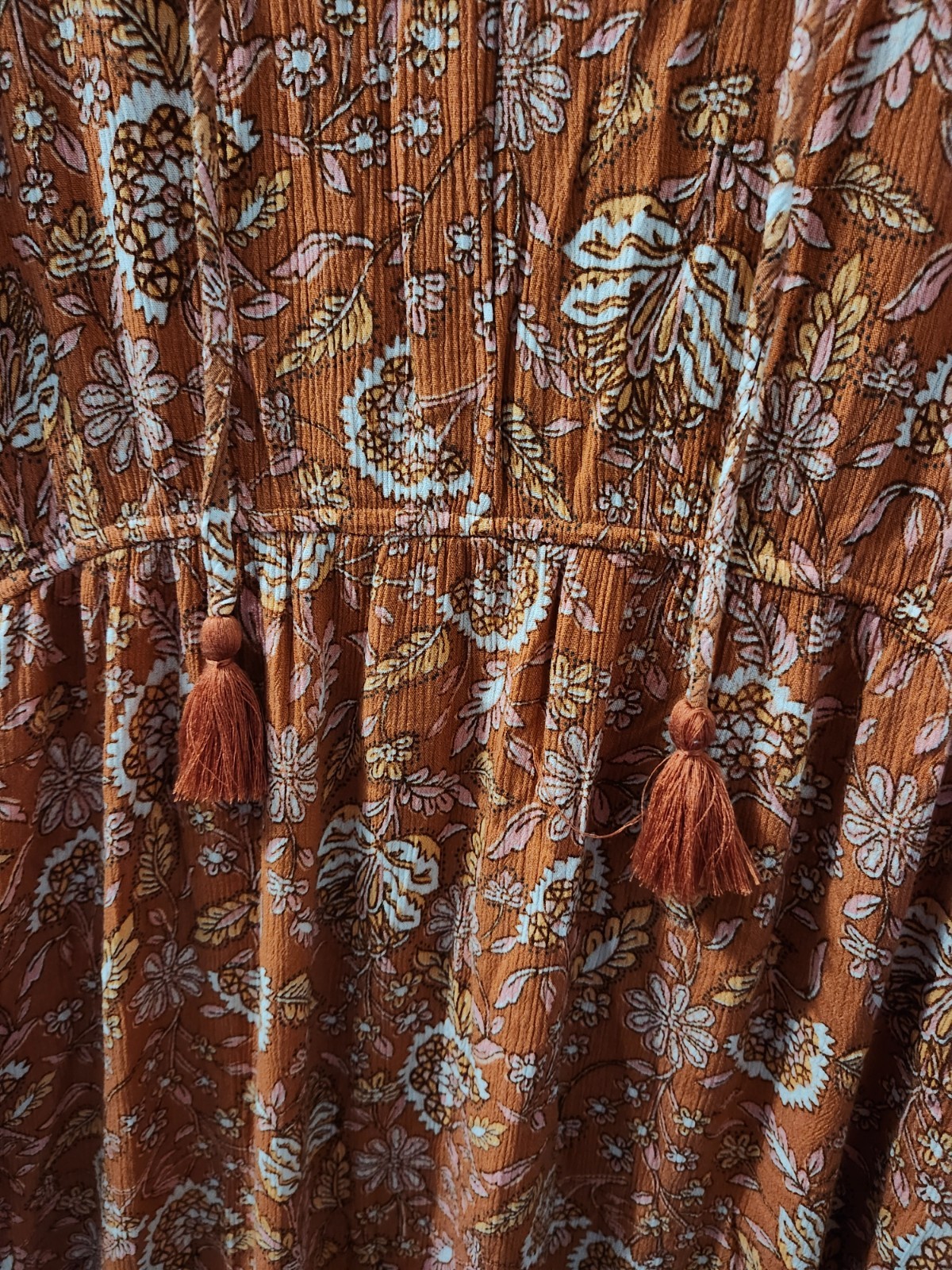 Knox Rose Dress Womens S Orange Rust Flutter Short Sleeve Tier Maxi Floral Boho
