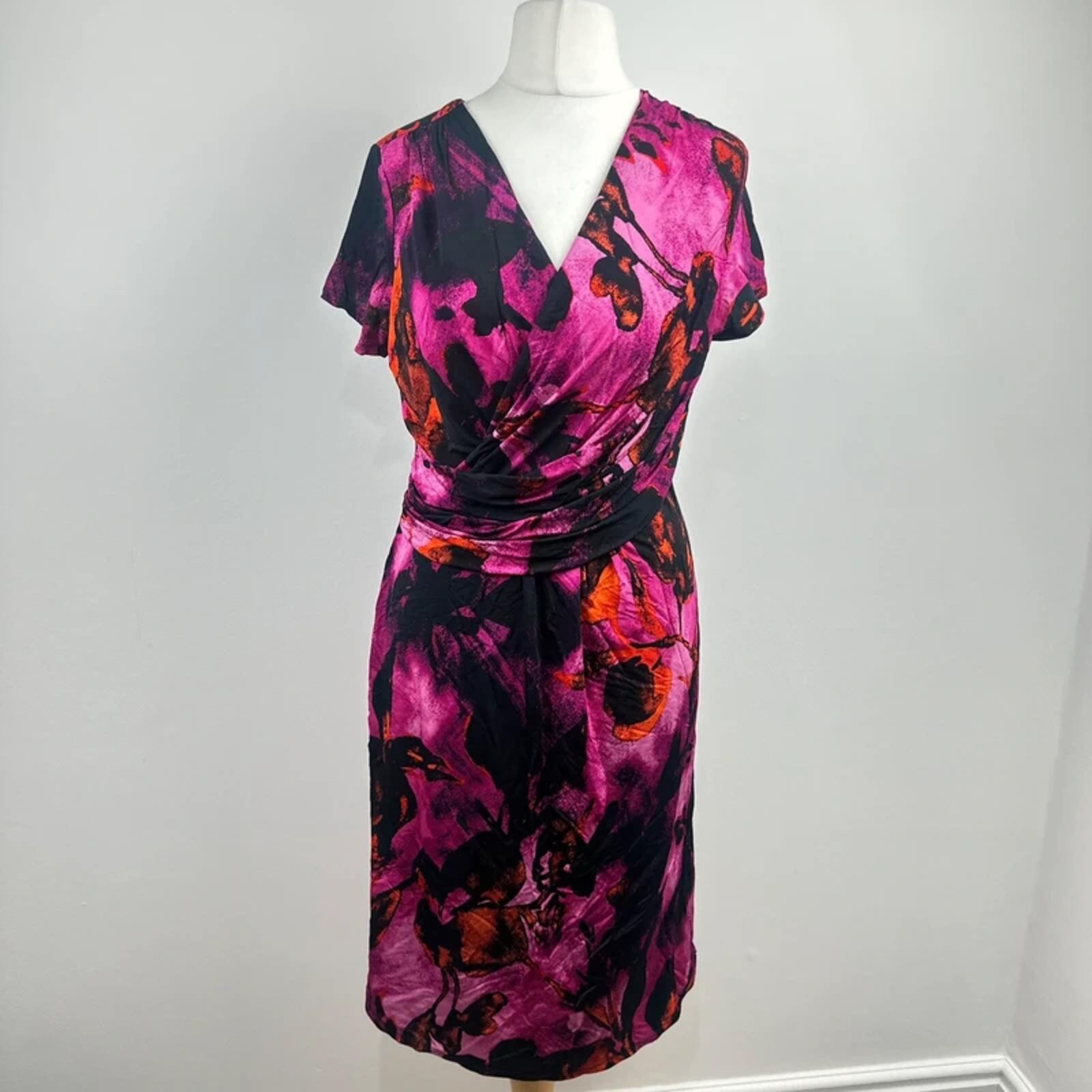 Per Una M&S wrap style dress women’s size 14 pink party wedding