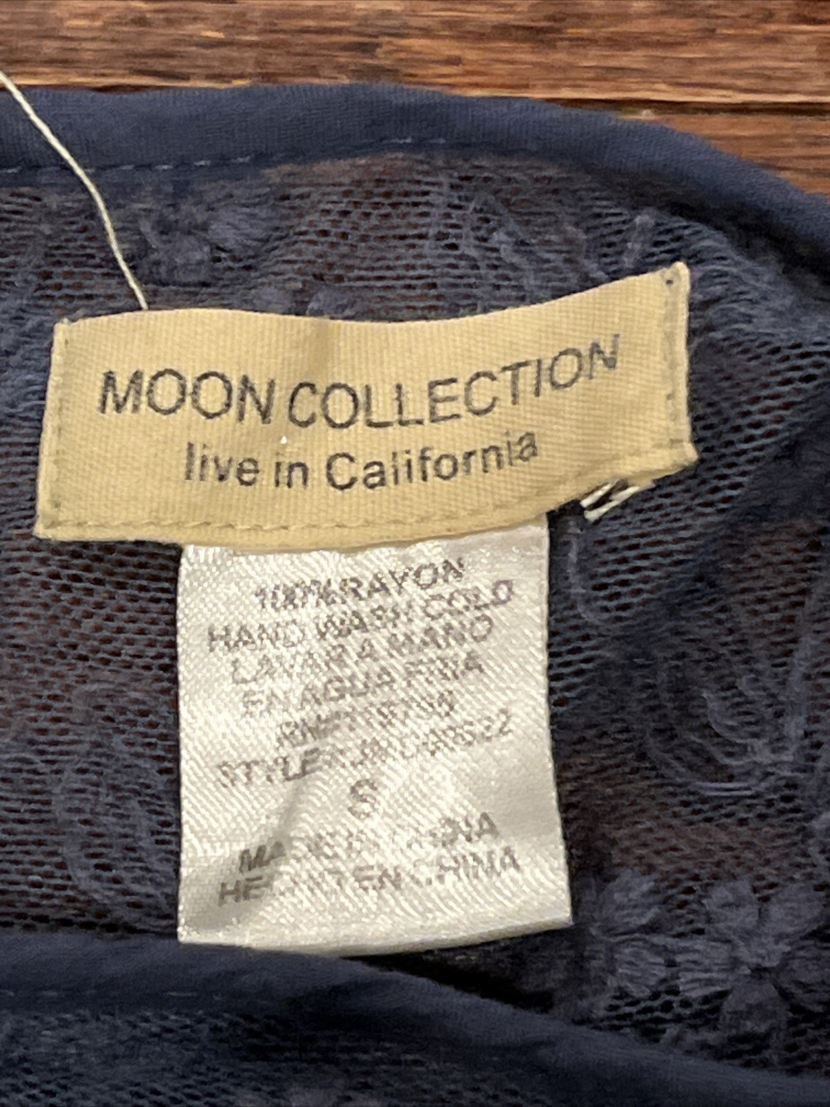 Womens Moon Collection Blue Lace Ruffle Sleeve Dress Embroidered Lined Sz S