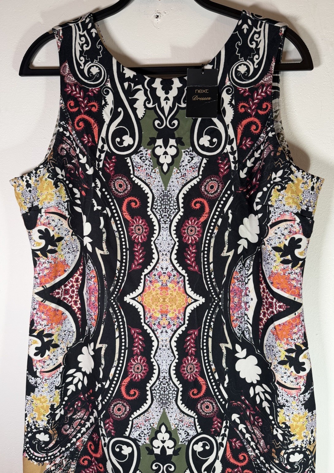 Next Geometric Patterned Bodycon Midi Dress UK 20 Multi Colour Sleeveless BNWT