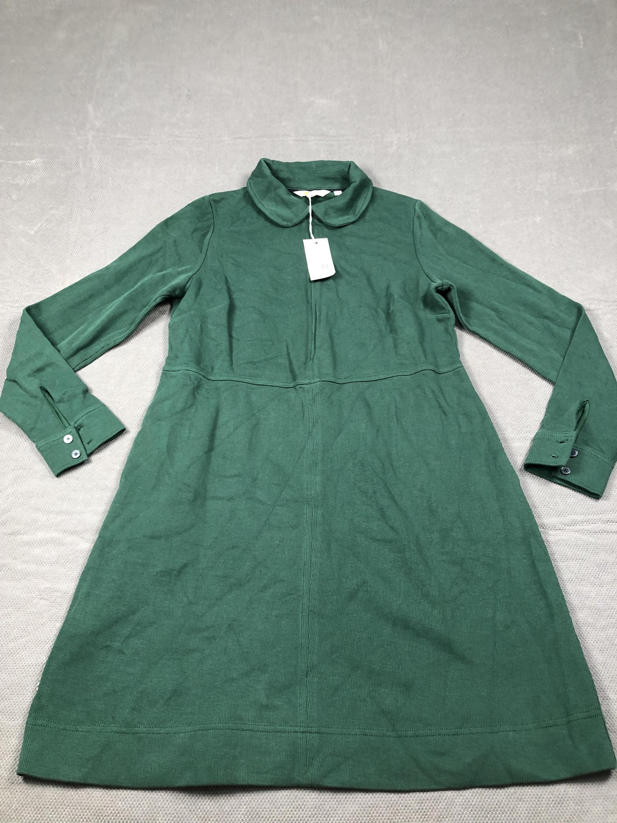 Boden Sweater Dress Womens 10 Green Collared Long Sleeve A Line Knit Knee NWT