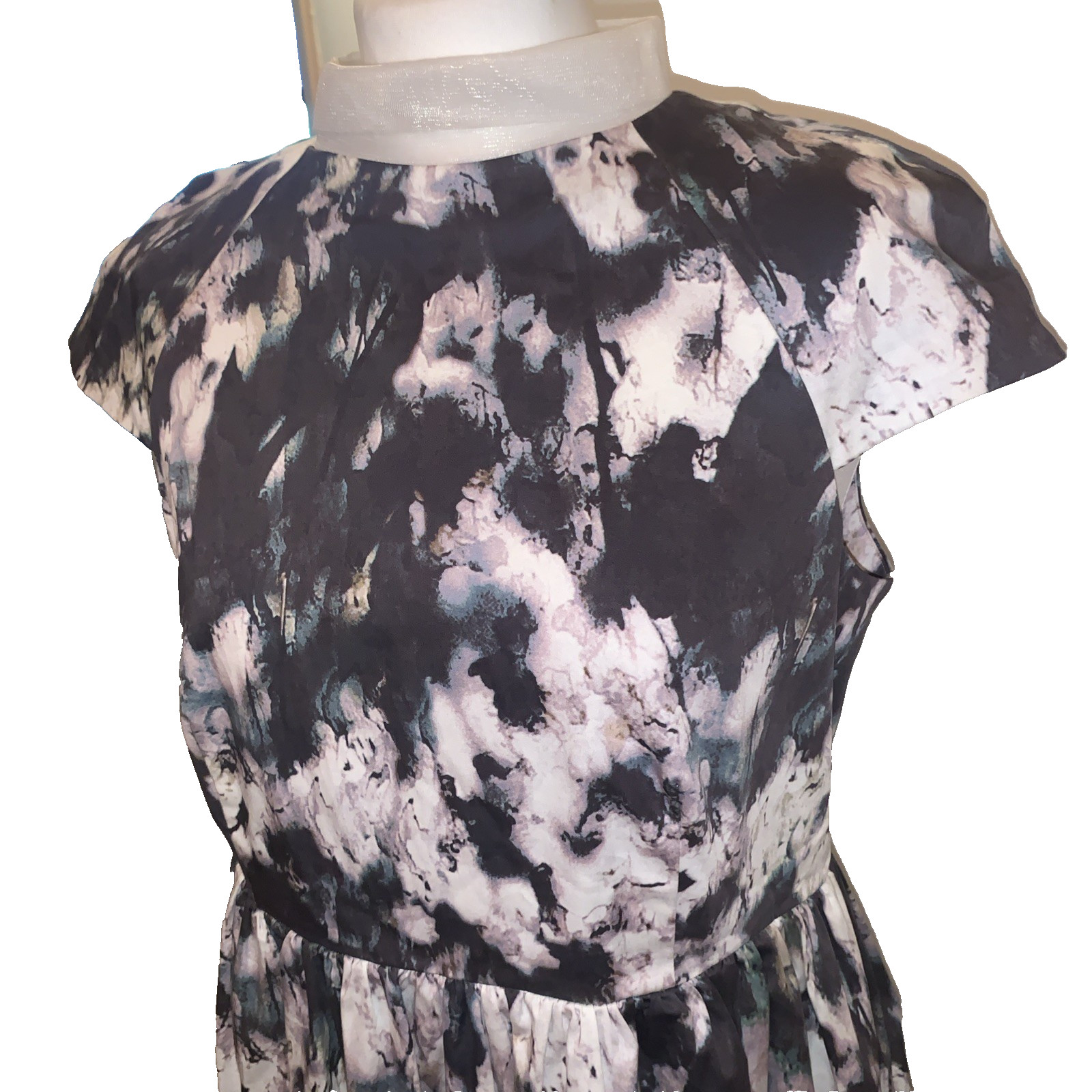 COS Stand-Up Net Collar Abstract Printed Dress. Size 42