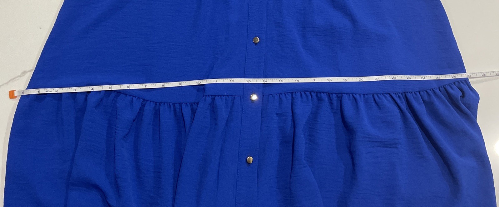 NWT Maia Women’s Cobalt Blue Smock Shift Dress, Slip, Ruffled Neck & Sleeves, 10