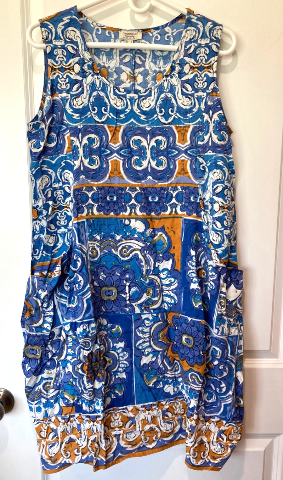 Orientique Naturally Australian Dress Sz XS Floral Pockets Beach Resort Cruise
