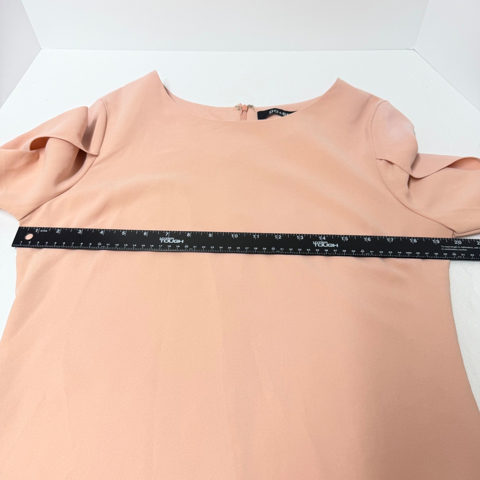 DO+BE Crepe Shift Dress Womens Large Pink New Split Bell Cape Sleeve Mini Dress