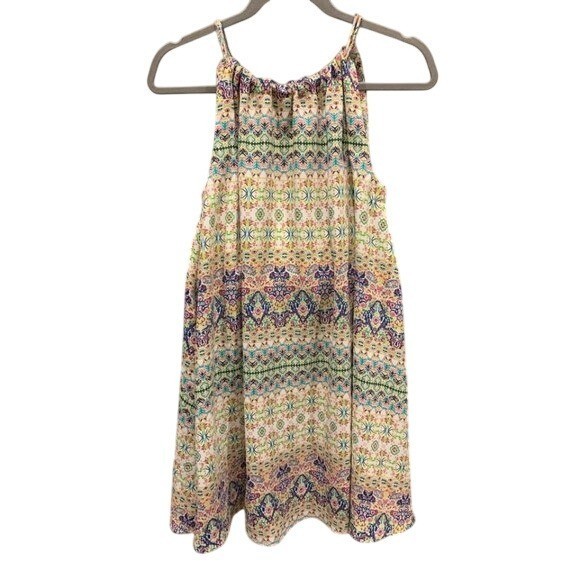 Rachel Ashwell Multi-Color Floral Geometric Mini Dress Made In Indonesia (bin C)