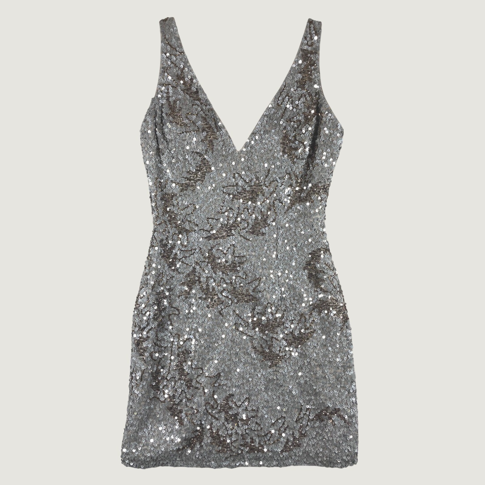 scala 100% silk sequin beaded mini cocktail dress 4 v-neck formal occasion party
