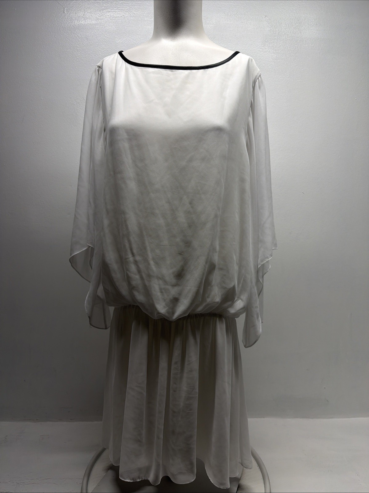 Alice + Olivia Dress Mini Lightweight Stretch Semi Sheer White NWT Size Large