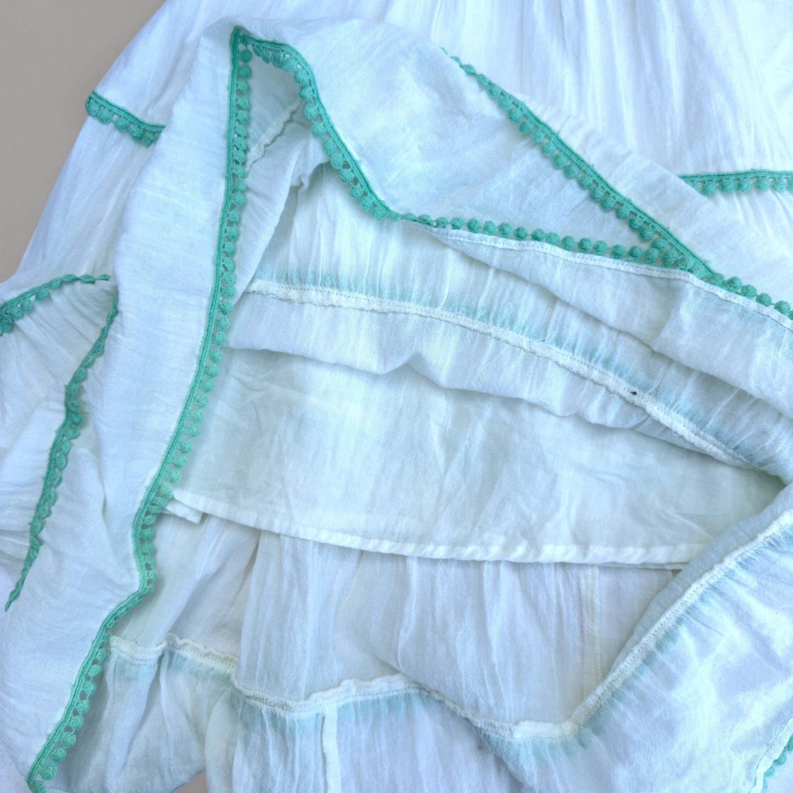 Young Threads Embroidered Cotton Tiered Sundress Boho 70s Inspired Folk Dress
