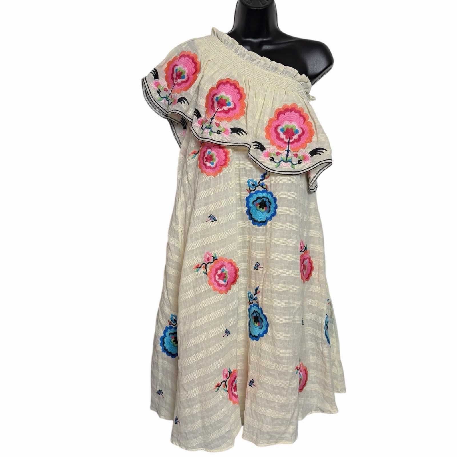 ANTHROPOLOGIE PLENTY BY TRACY REESE EMBROIDERED DRESS BOHO PEASANT PETITE S