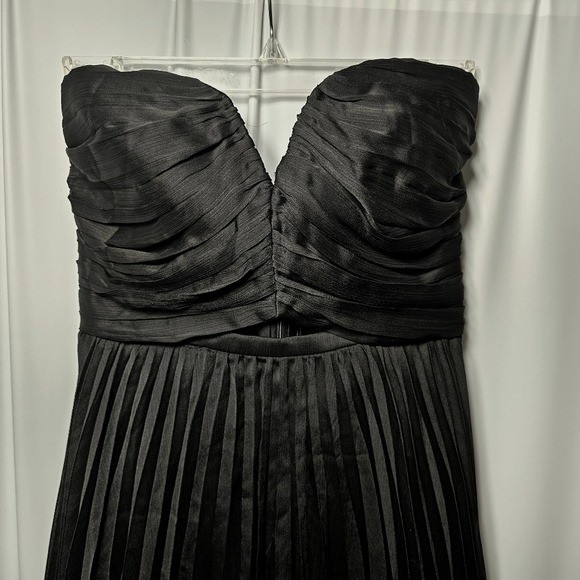 BCBGMAXAZRIA Womens Black Strapless Pleated Layered Maxi Dress Size 4