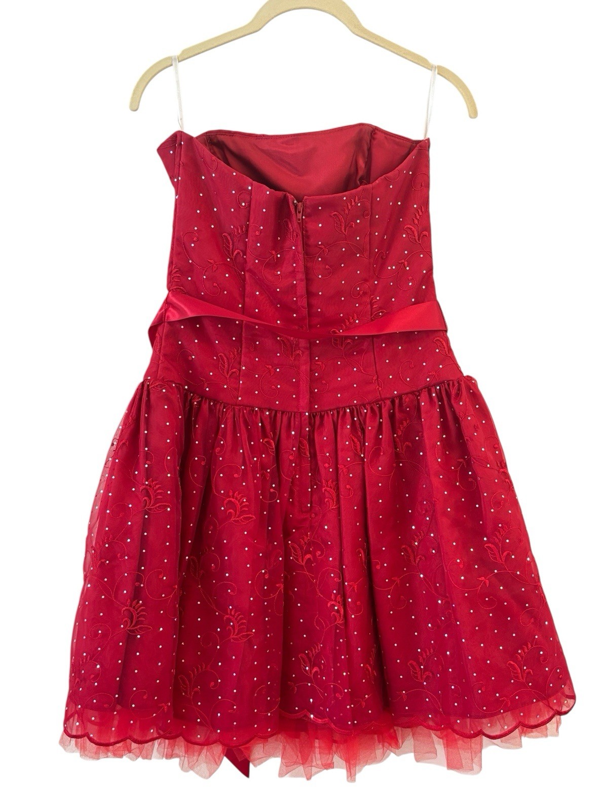 Vtg Gunne Sax Jessica McClintock Beaded Dress Red Sash Size 7 Formal HOCO