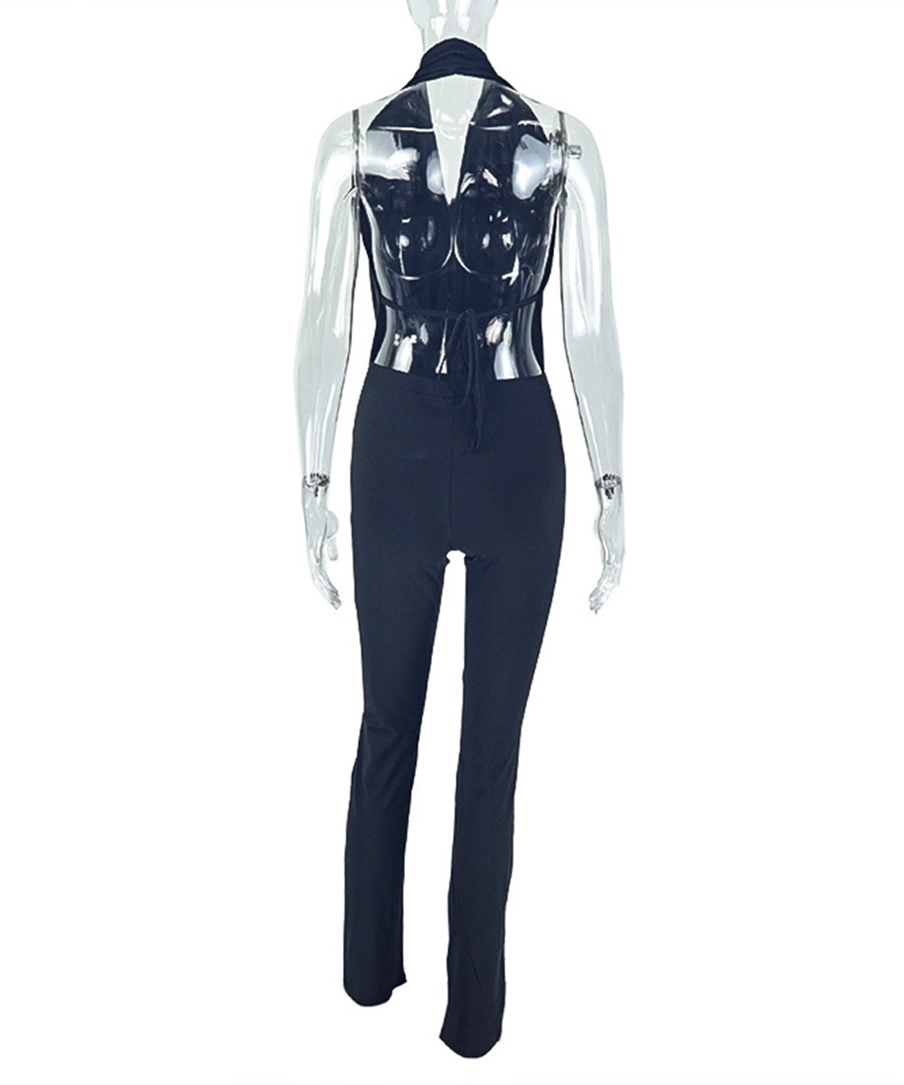 Sultry Cowl Halter Neck Jumpsuit