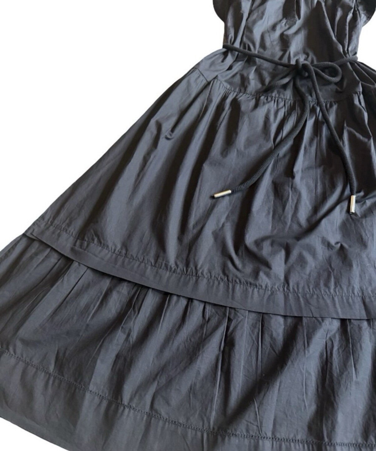 Scarlett Poppies Ishrant Midi Large Maxi Cotton Dress Tie Waist NWT Black Eyelet
