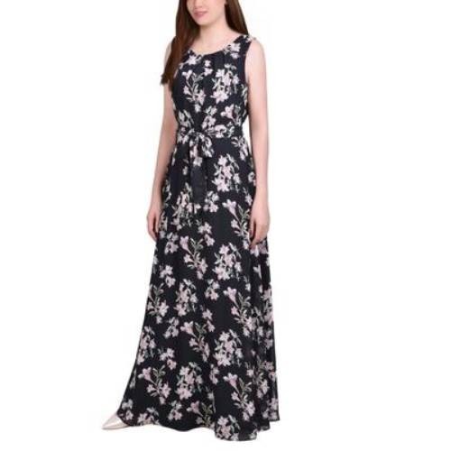 NY Collection Women’s Chiffon Maxi Dress Black Size L
