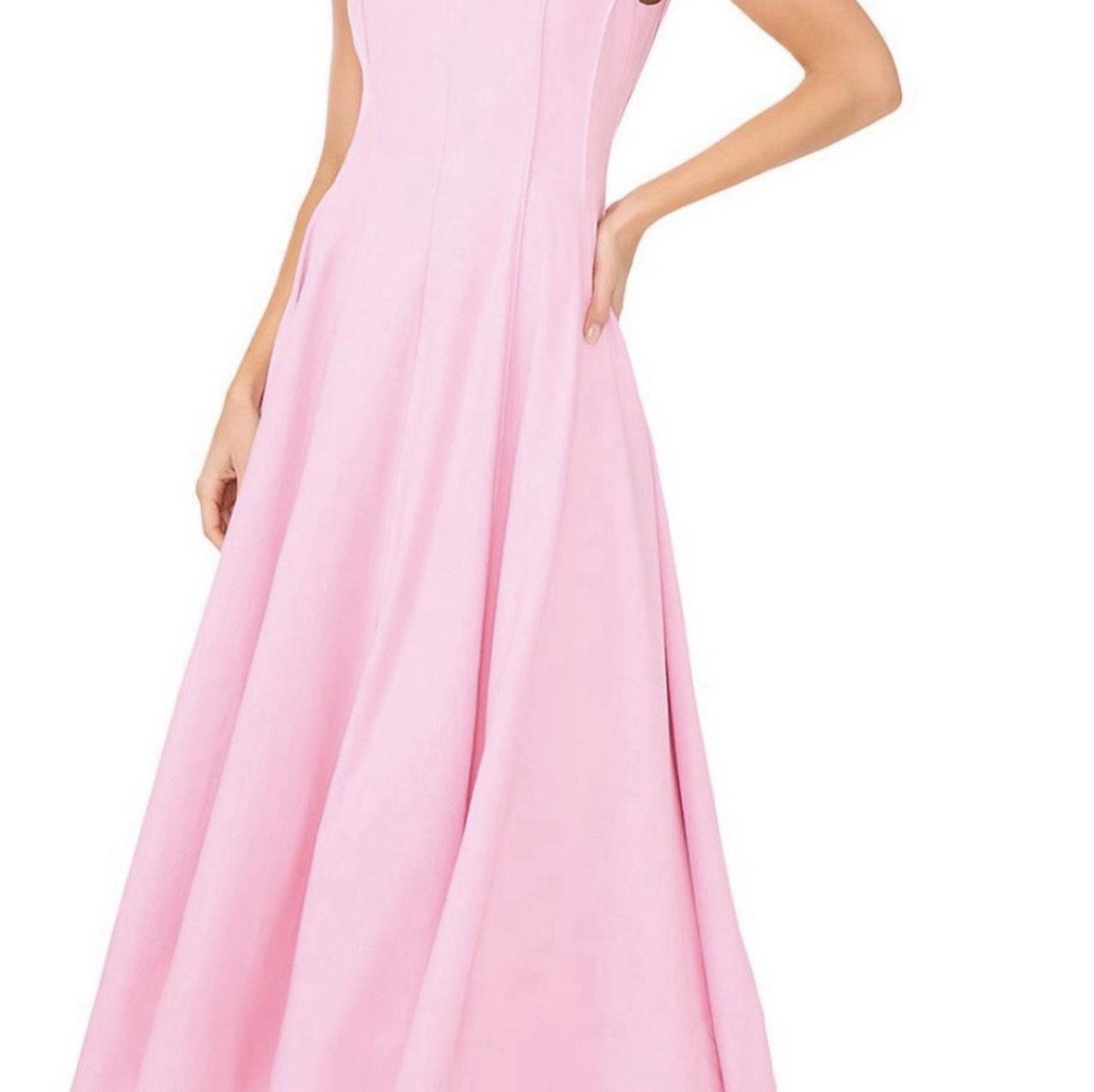 Ted Baker 14 Pink Solid Sleeveless V-Neck Maxi Dress Long Regular