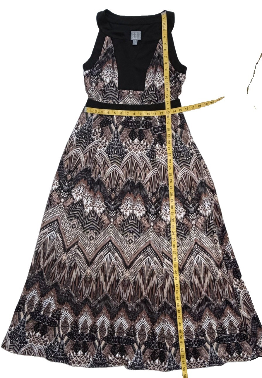 Rabbit Rabbit Designs Maxi Dress Women’s 10 Sleeveless Boho Stretch Geometric