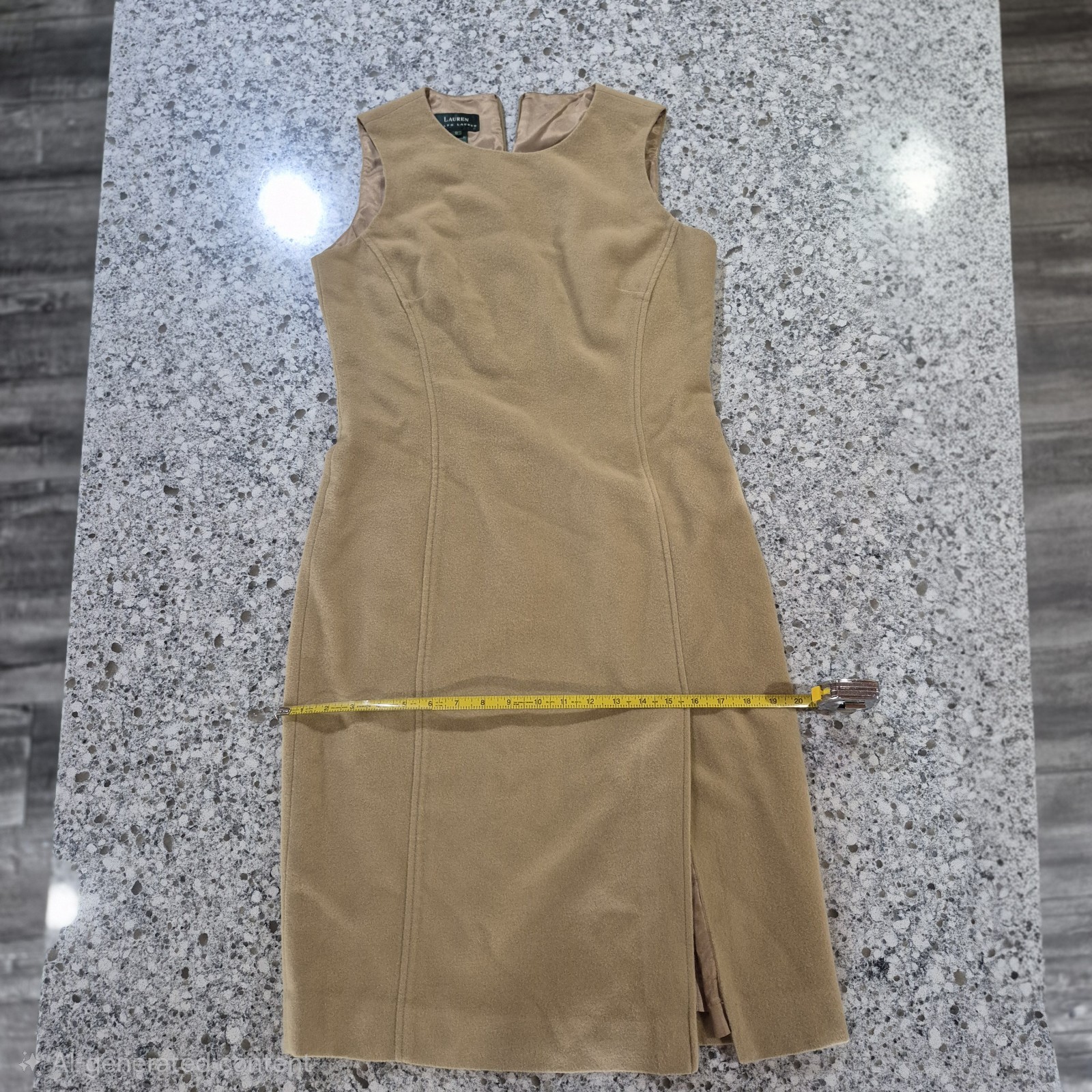 Lauren Ralph Lauren (Green Label) 100% Wool Sheath Dress Camel Tan Size 6