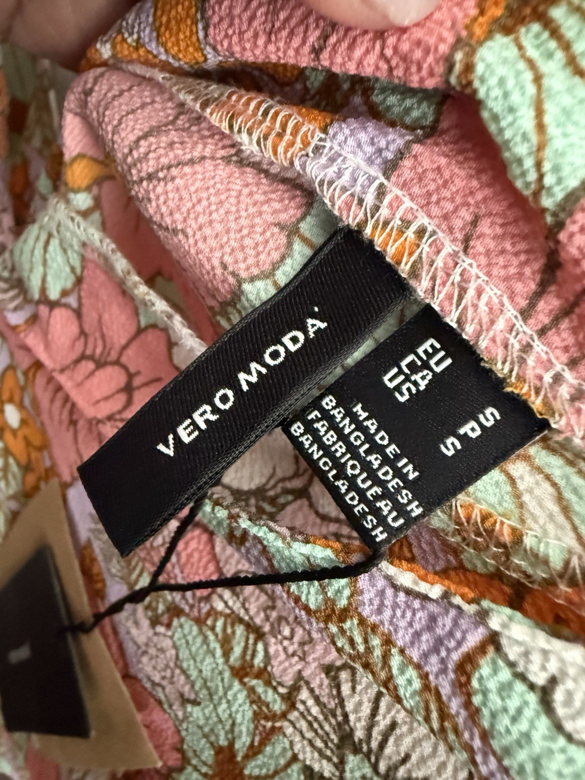 VERO MODA Multicolor Floral V-Neck Keyhole Tie Back Knit Mini Dress S