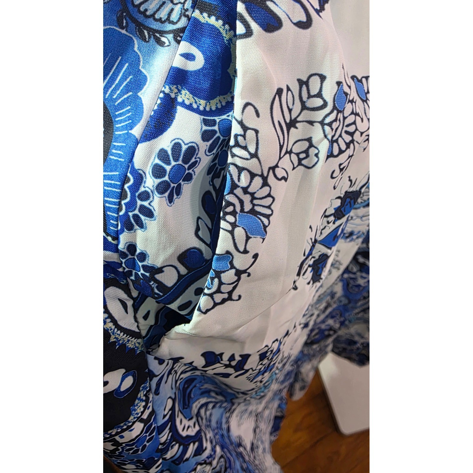 Cupshe Blue Paisley Boho Maxi Dress V-Neck Spaghetti Strap Summer Small NWT