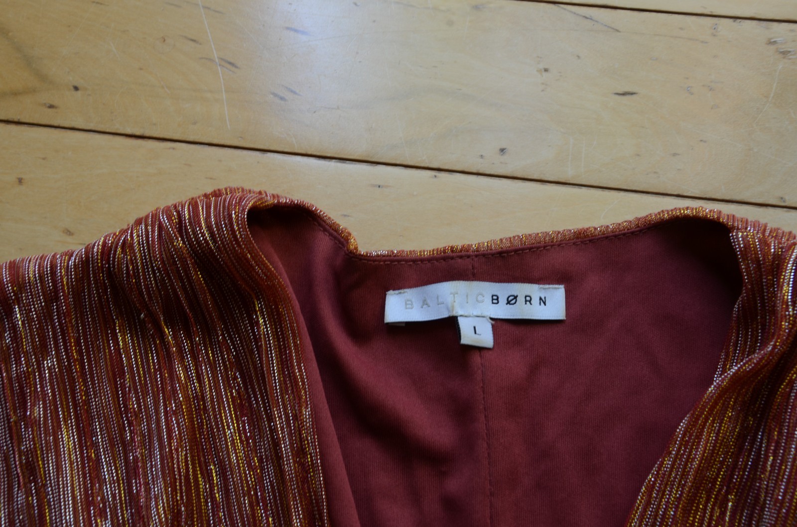 Baltic Born Elegant Rust Orange Shimmee Wrap Dress Size L