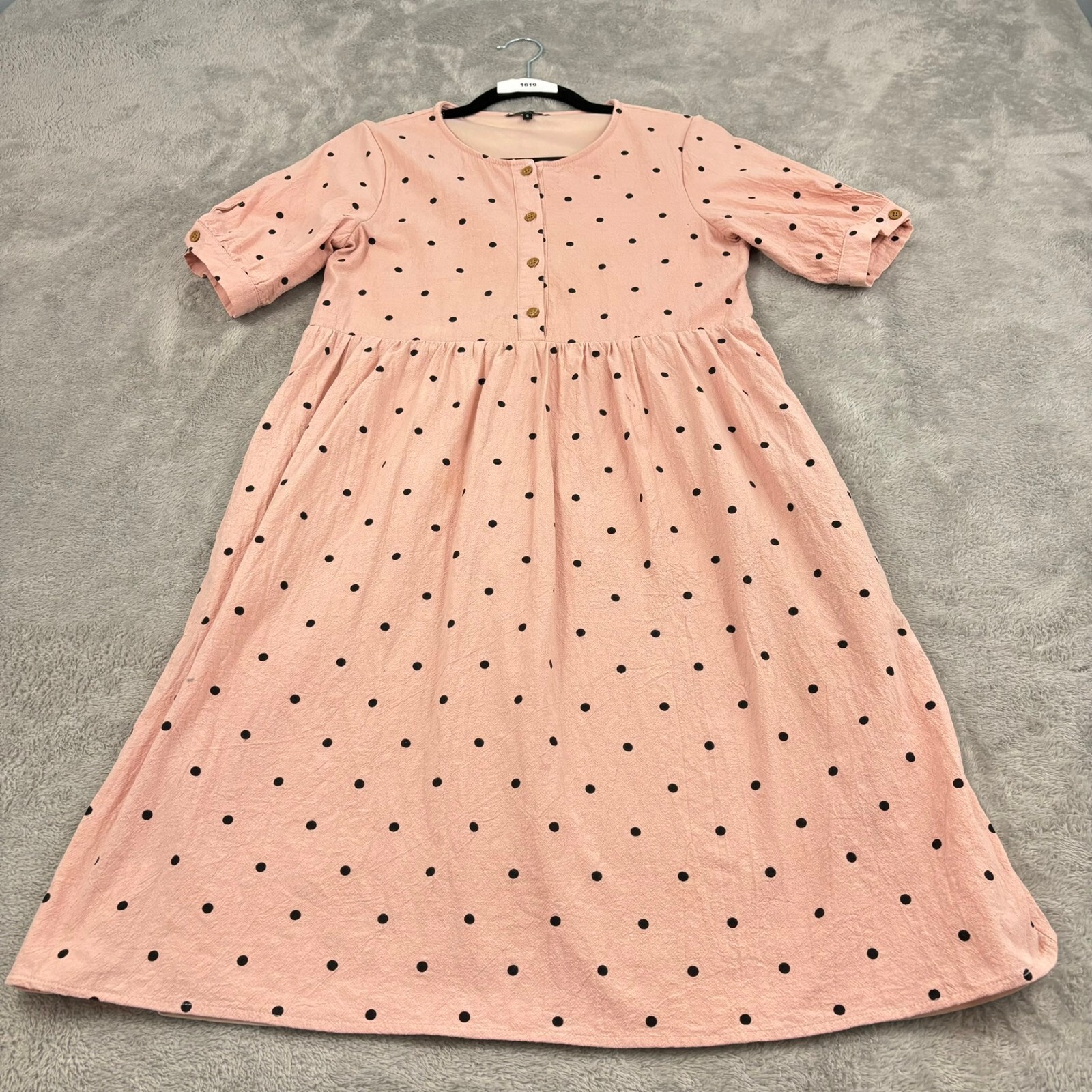 Roolee Shift Dress Womens S Pink Polkadot Empire Waist Cottage Nursing Mommy Me