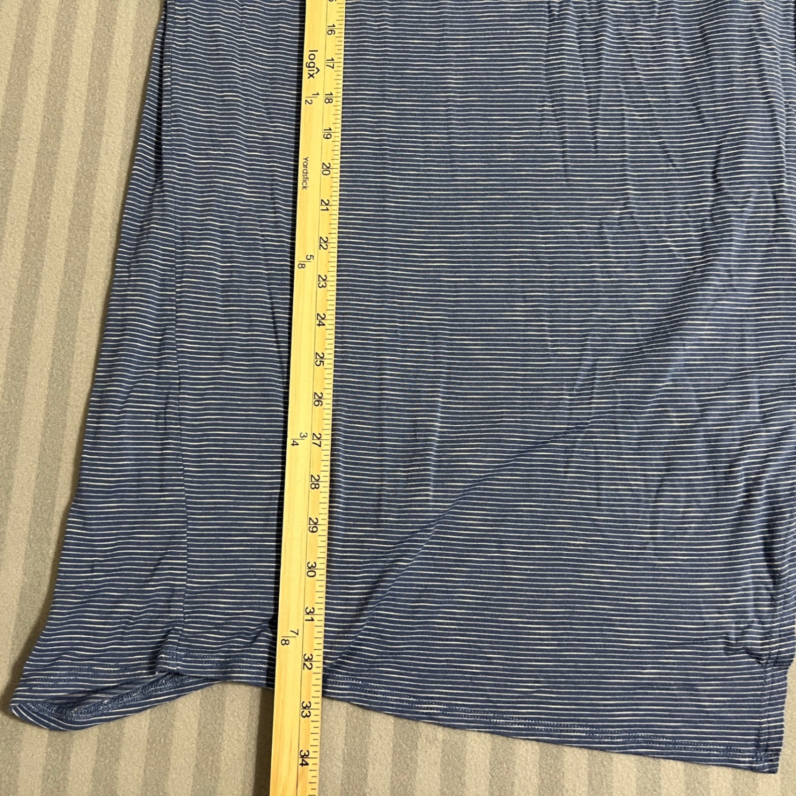 Mod Ref T-Shirt Dress Size S Blue Striped Short Sleeve Side Slit Midi Coastal