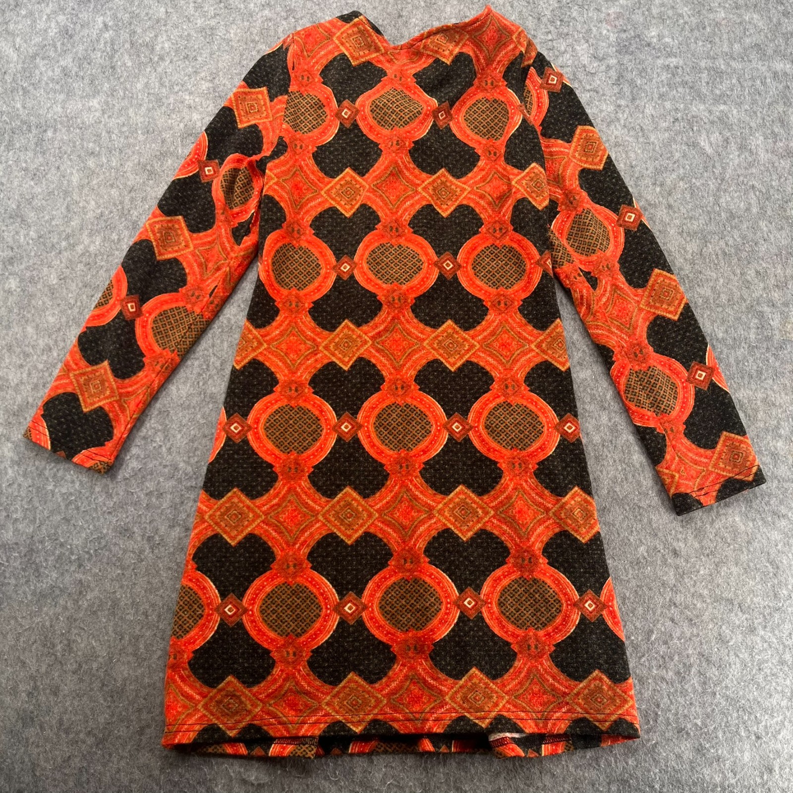 Aryeh Anthropologie Abstract Print Sweater Dress Shift Size L Orange Black NEW