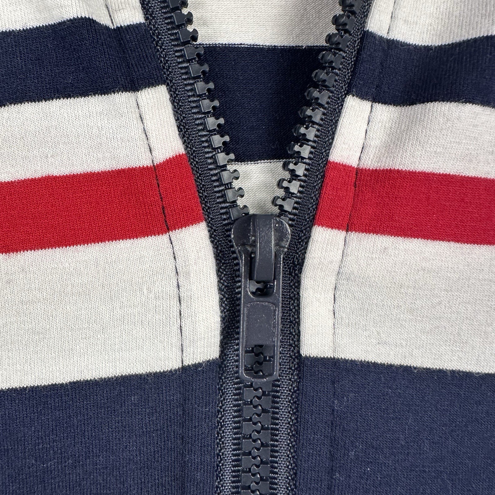 Beach by Exist Zip Hooded Nautical Stripe Dress Sz Lg Navy Cover Up Embroidered