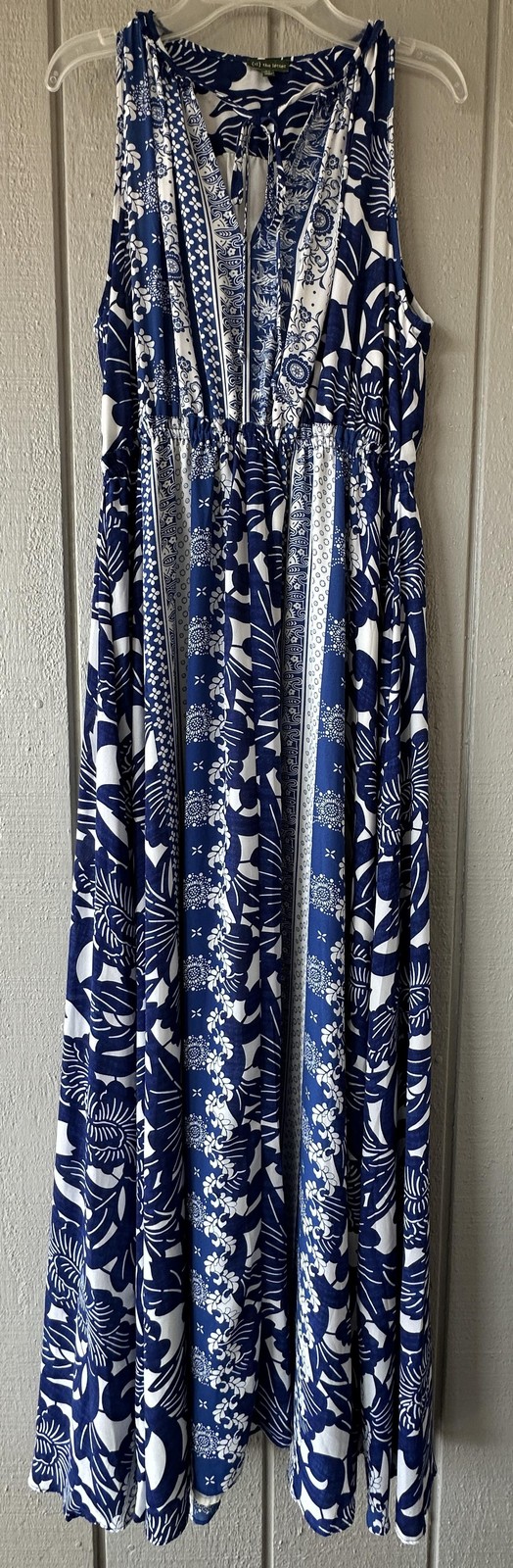 {tl} The Letter Dress Womens XS Blue White Floral Maxi Sleeveless V Neck Boho
