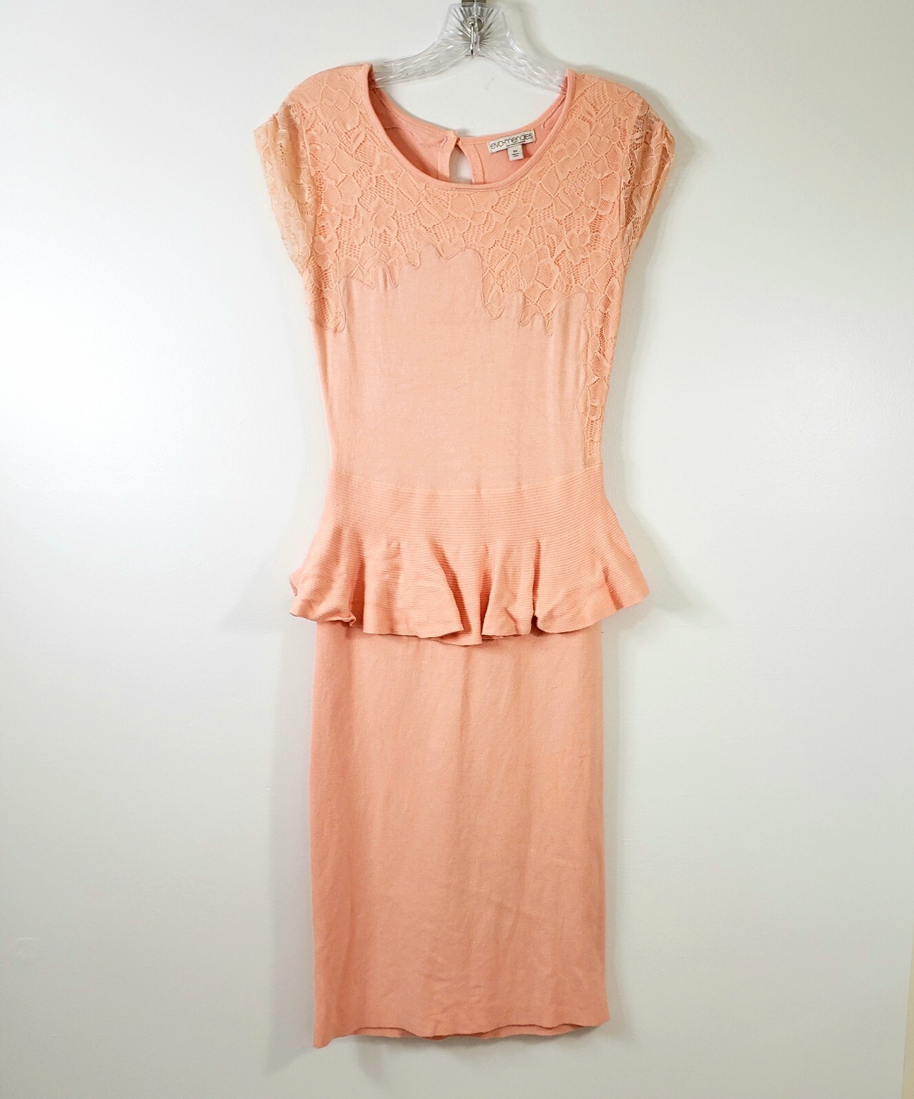 Eva Mendes for New York & Company Women Size XS Peplum Lace Peach Dress