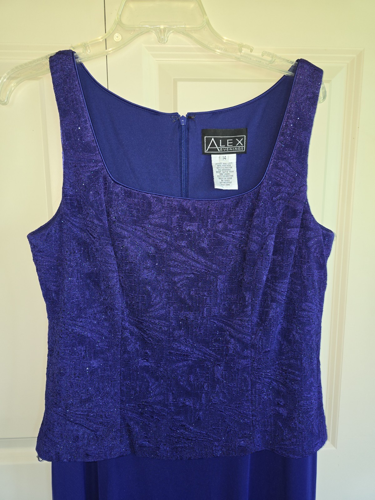 Alex Evenings Tea-Length Sparkle Jacket Chiffon Dress Size 14