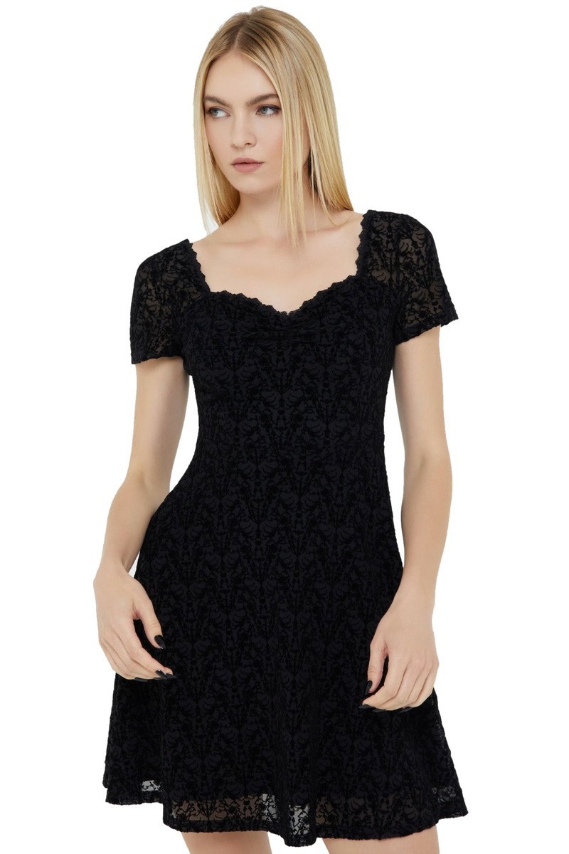 NWT KILLSTAR x ADVENTURE TIME Marceline Skater Dress Black Goth Floral XS