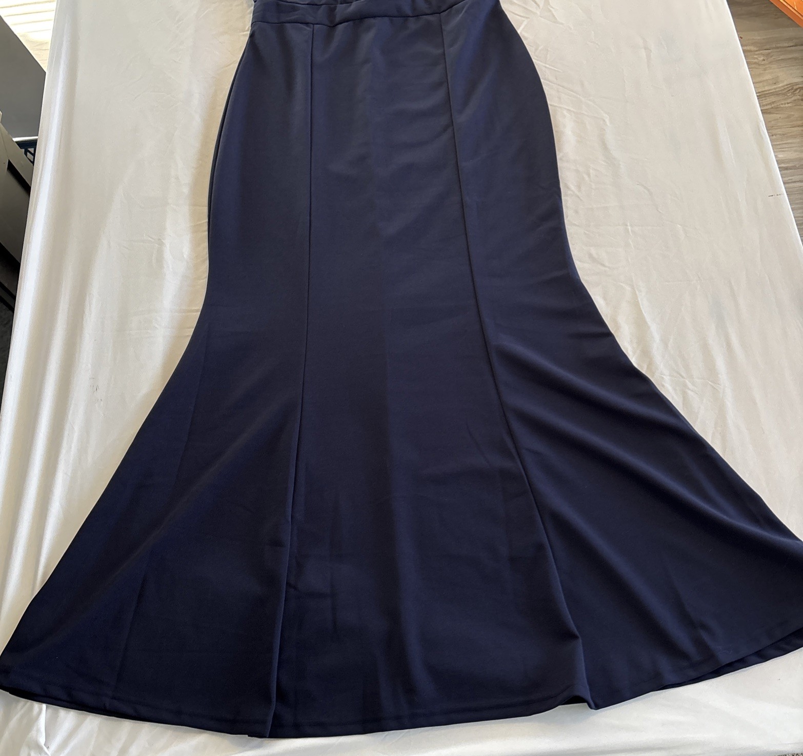 Sexycherry, Navy Blue, Formal Dress Mermaid Solid Evening Gown, Sz M/L Glamorous