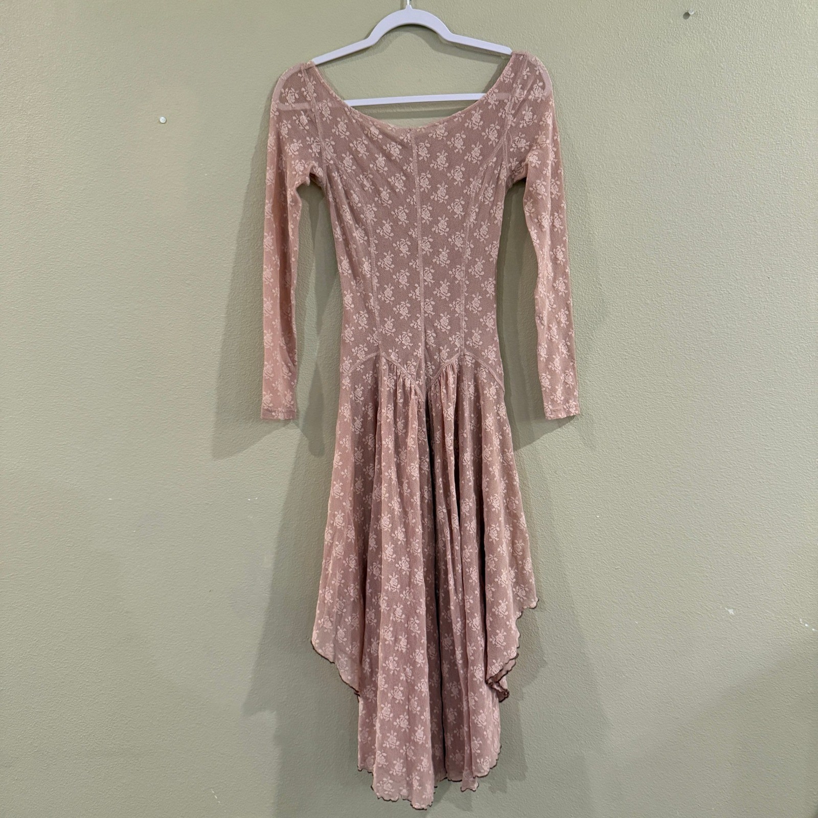 Intimately Free People Dial For Drama Slip Dress XS Pink Floral Lace Fairycore