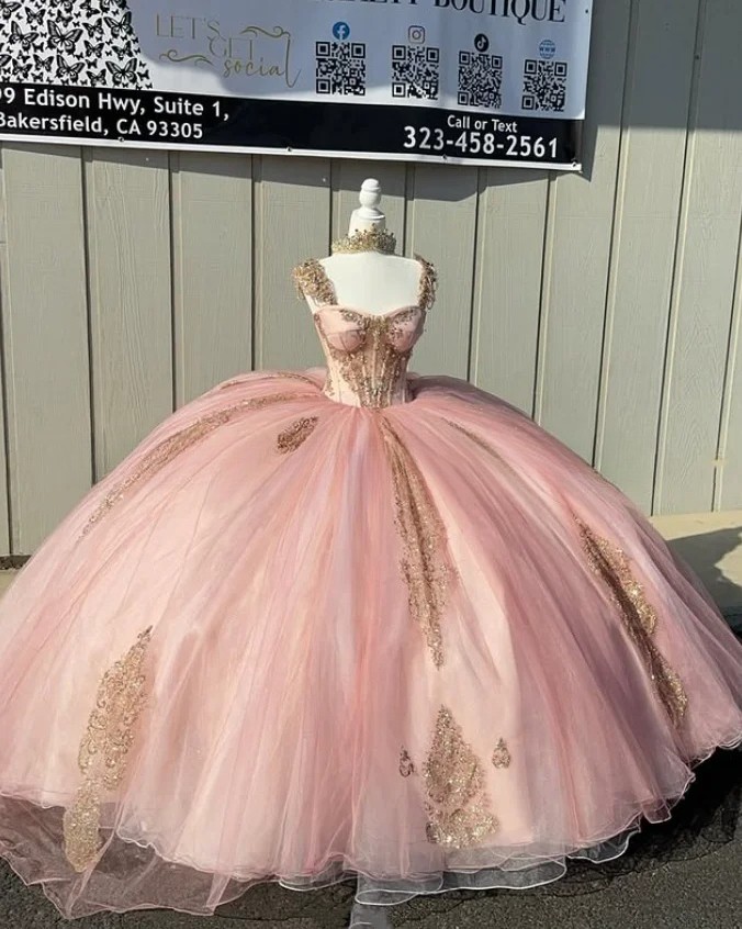 Gorgeous Pink Strapless Princess Corset Prom Dress 15 16 Quinceanera Dress