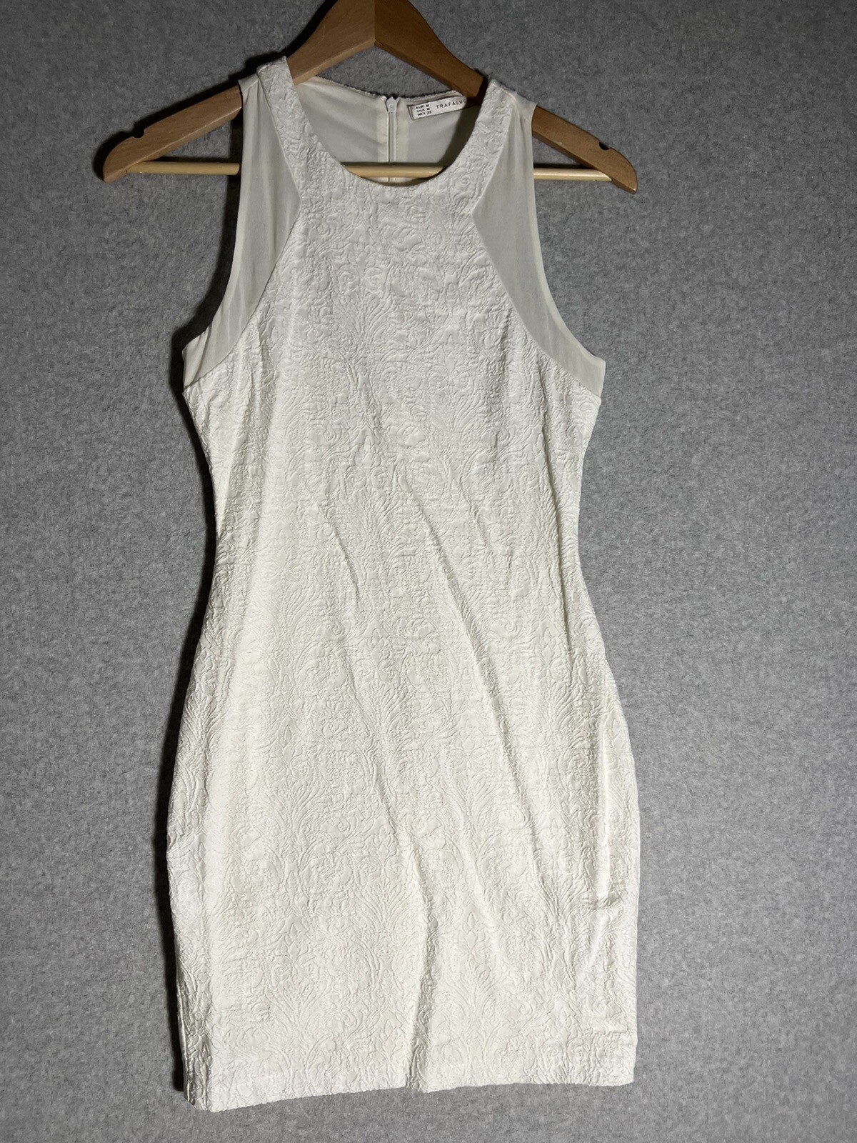 Zara Dress Trafaluc Women M White Tank Flower Pattern Cotton/Poly/Elastane