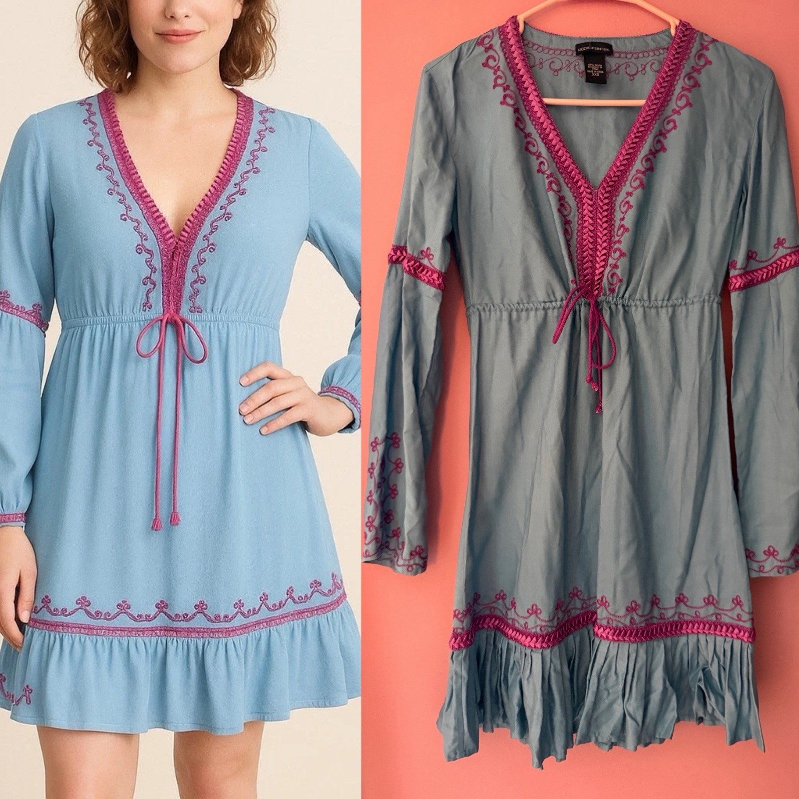 MODA INTERNATIONAL by Victoria’s Secret Blue Embroidered Boho gypsy Size XXS