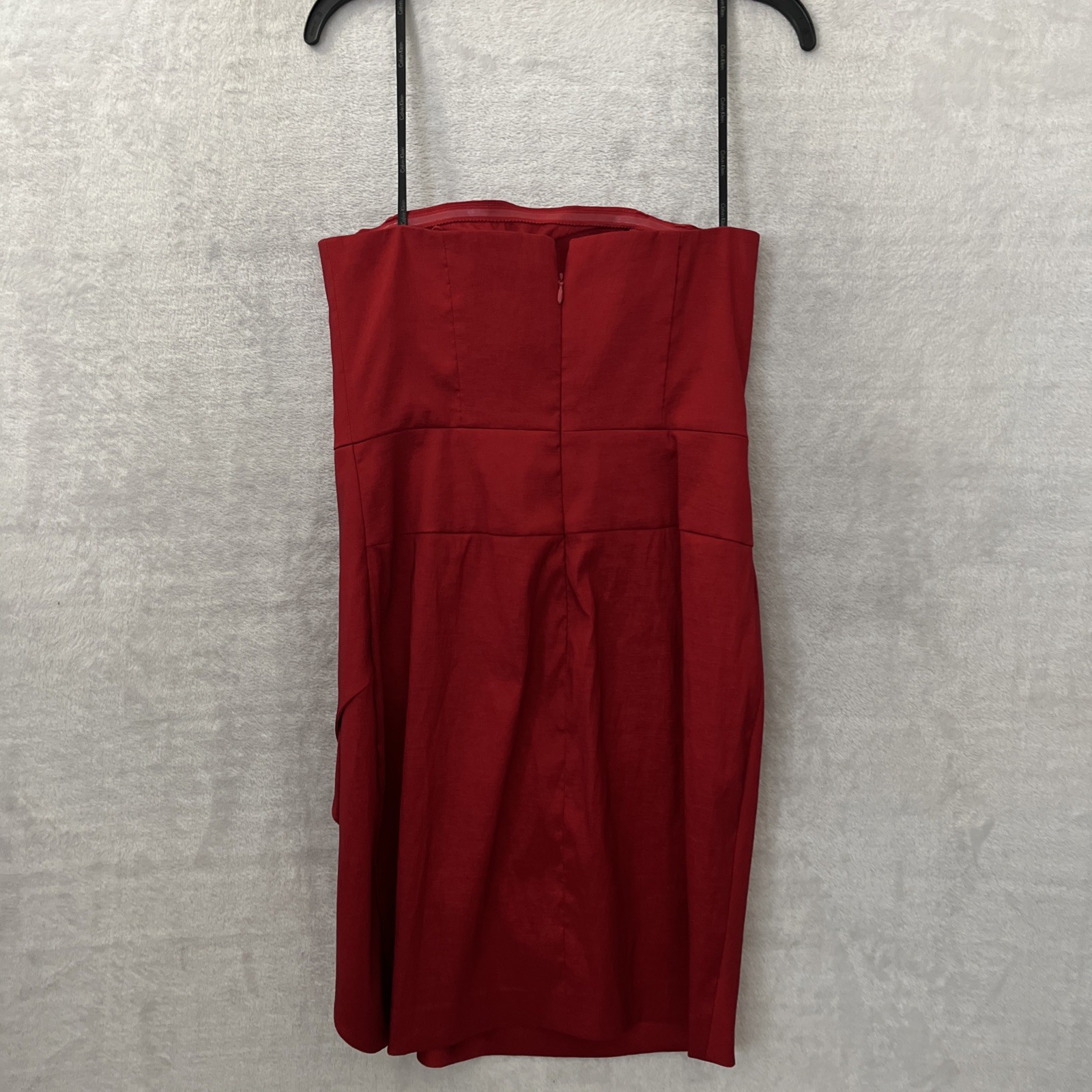 Calvin Klein Womans Mini Dress Red Solid 4 Polyester Blend Tube Top Zip