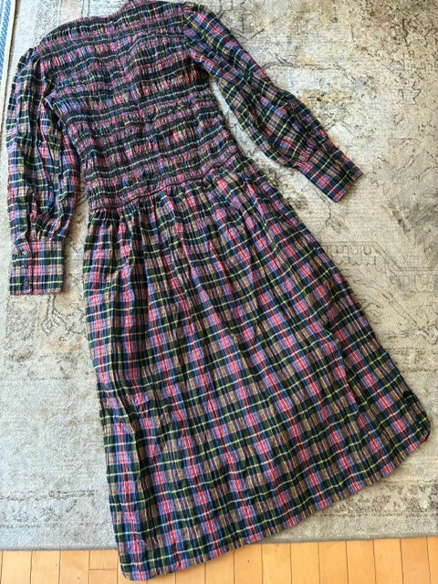 Ganni peasant dress plaid