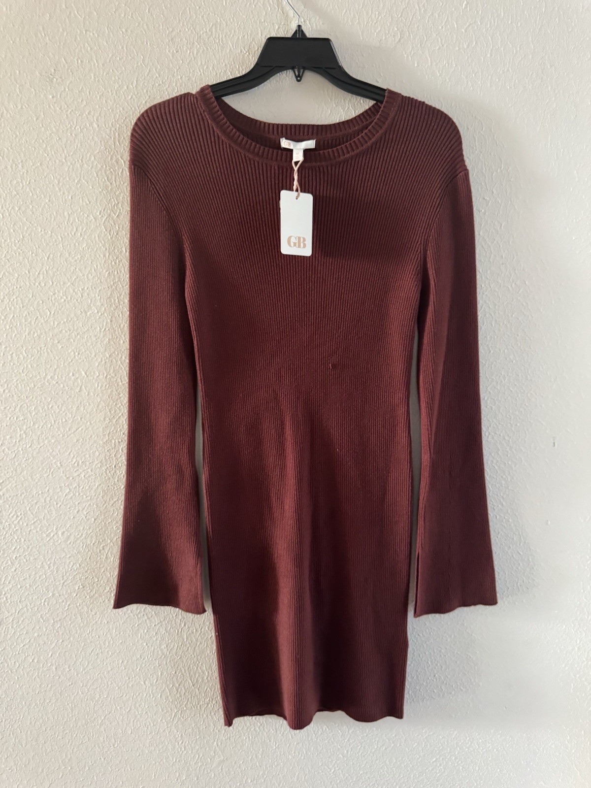 NWT Womens Elegant Gianni Bini Ribbed Sweater Dress winter spring XL maroon