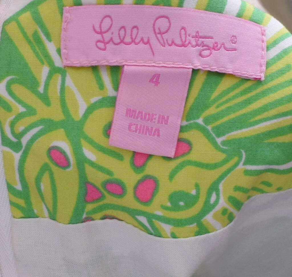 Lilly Pulitzer Tori Dress Lilly Pad Prep Green Yellow Hip Hop Hooray Size 4 New