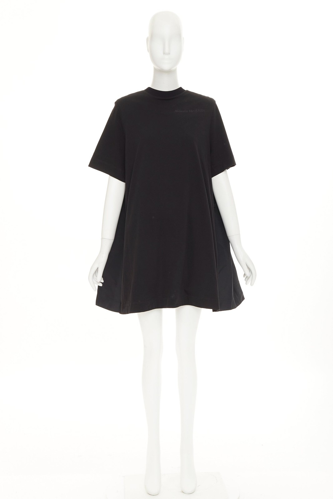 ALEXANDER MCQUEEN 2021 Hybrid Flared Back black cotton jersey dress IT40 S