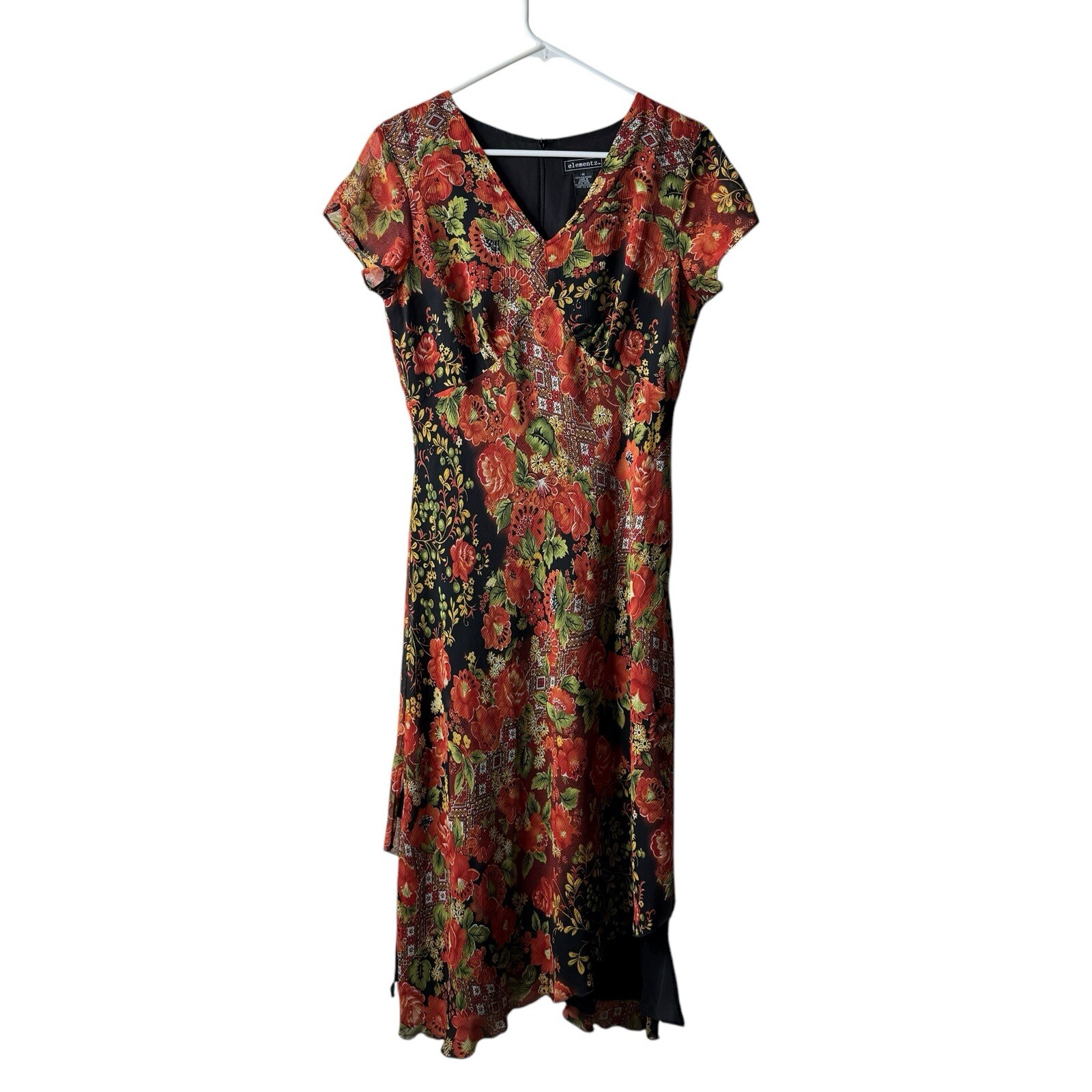 Elementz Vintage Patchwork Floral Grunge Moody Babydoll Fairy Dress Medium Y2K