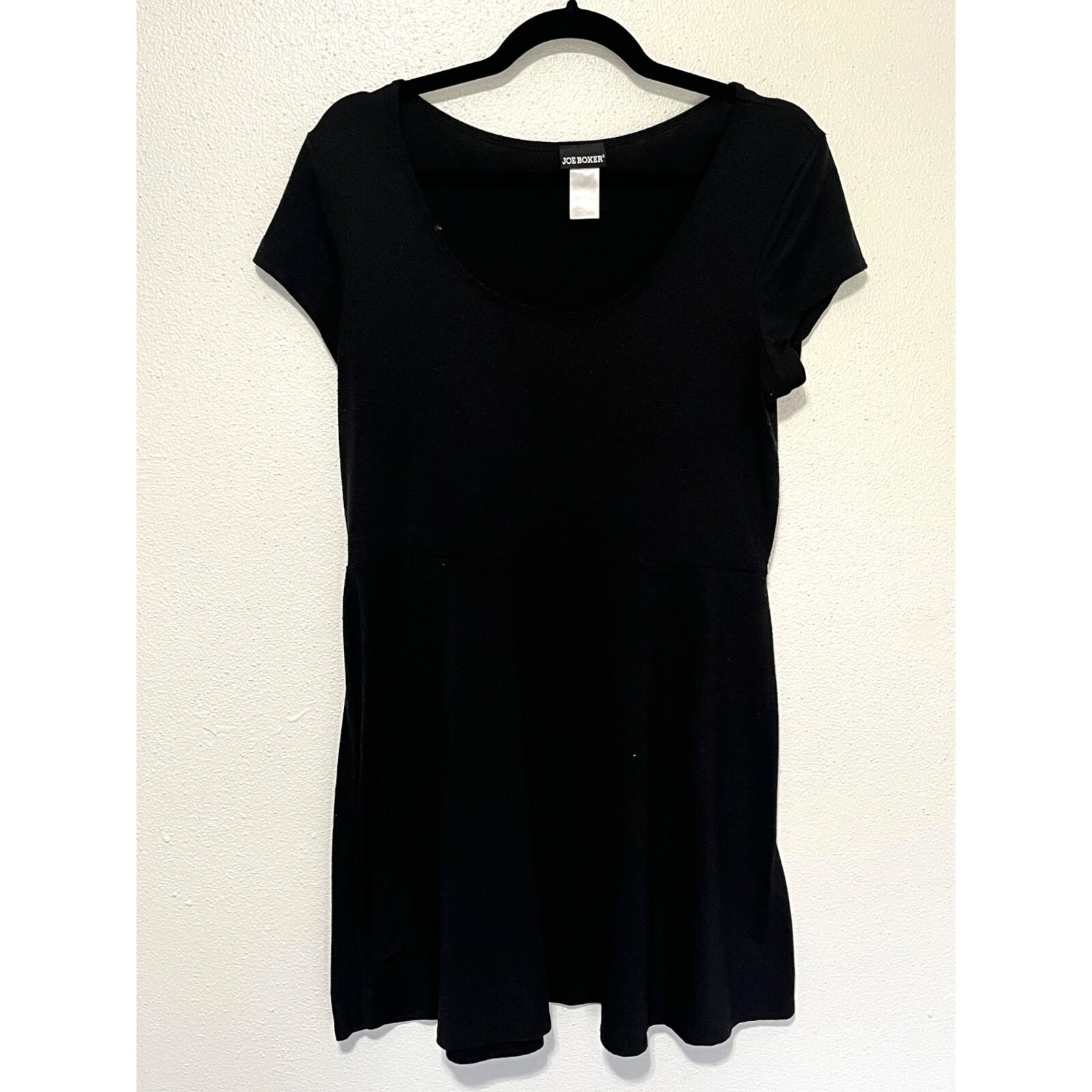 Joe Boxer Knit Mini Dress Black with non belted waistline Womans size M