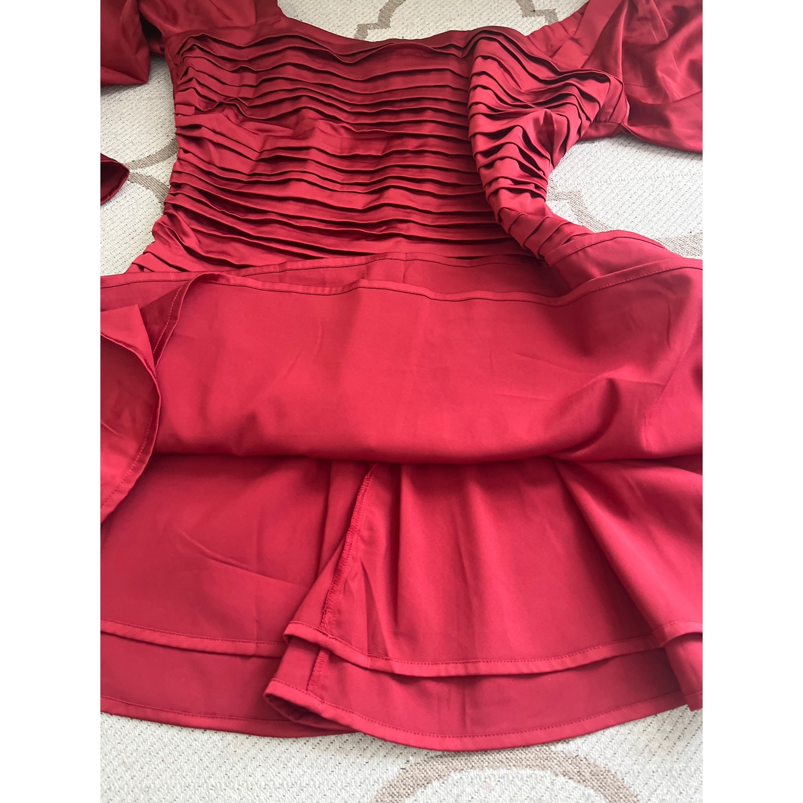 Abercrombie & Fitch Emerson Drop-Waist Satin Mini Dress in scarlet red, size XLP