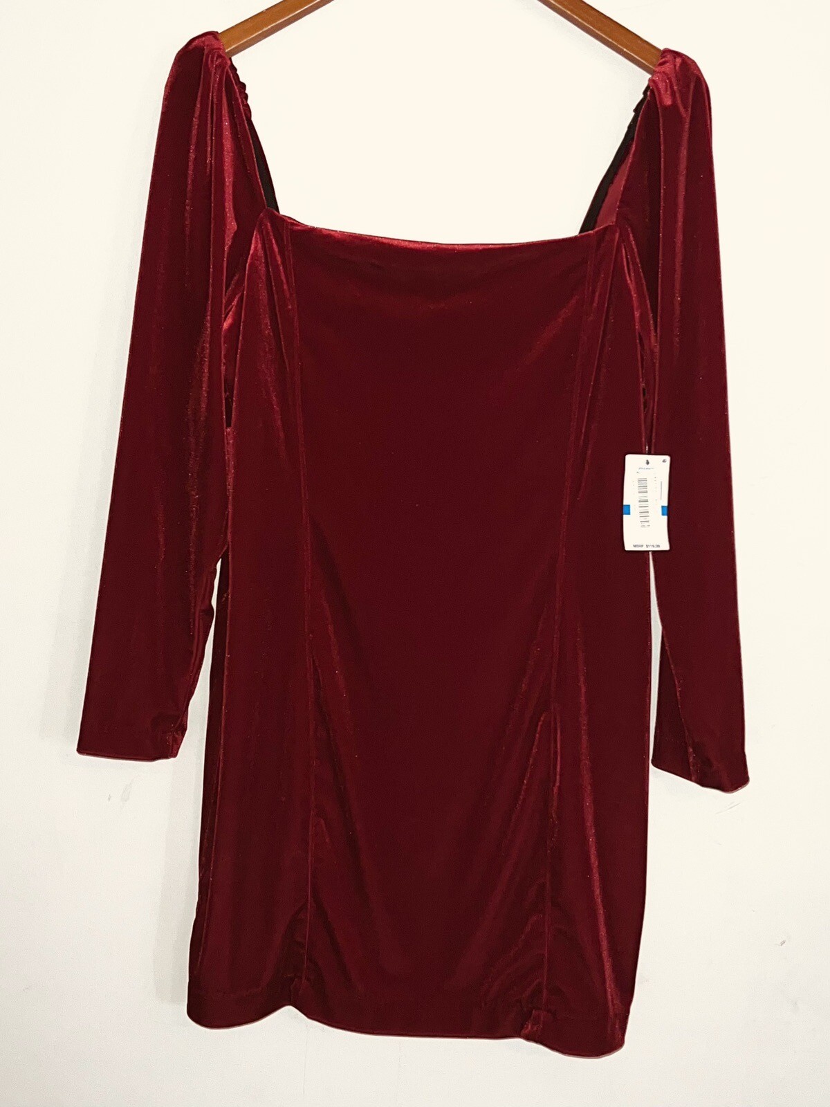 1.STATE Womens Princess Seamed Velvet Mini Dress Red Christmas Holiday Sz XL